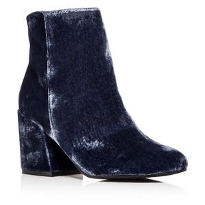 Crushed velvet embroidered booties